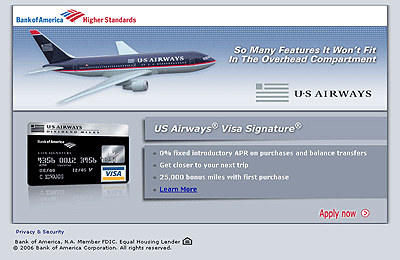 US Airway, redesign, to add a fresh look to the Bank of America credit card offering. Here is Version Two.