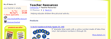 An example of one the Shopping Cart pages.